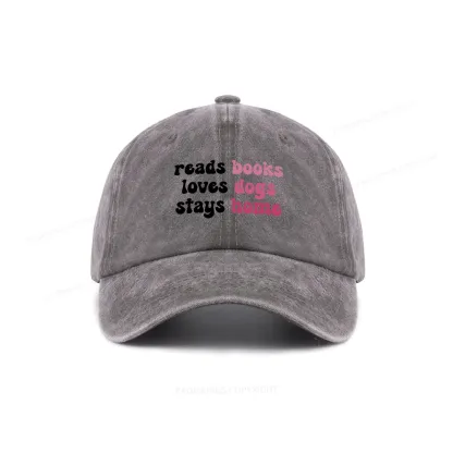 Pagewing Read Books & Love Dogs & Stay Home Washed Cap
