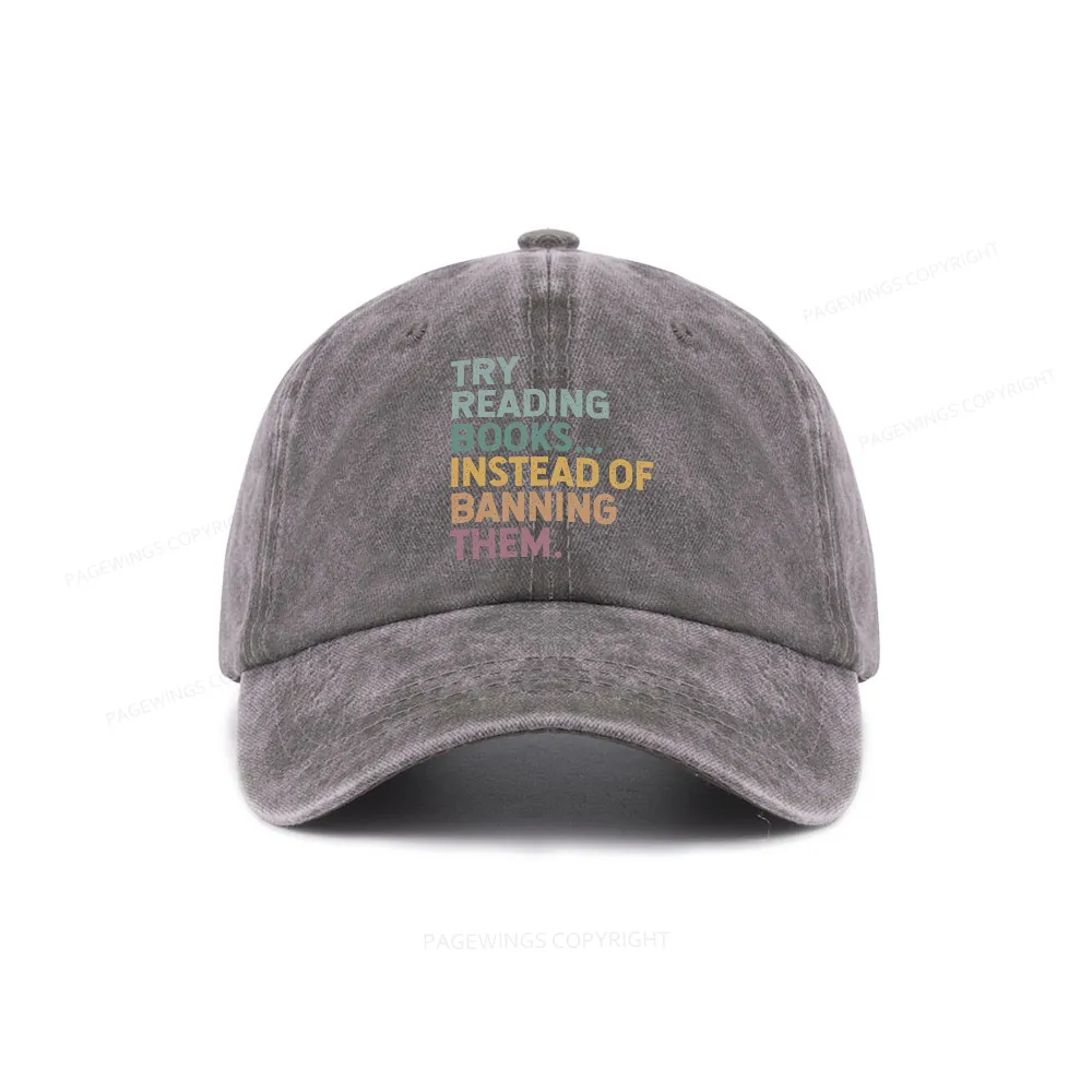 Pagewings Try Reading Books Washed Cap