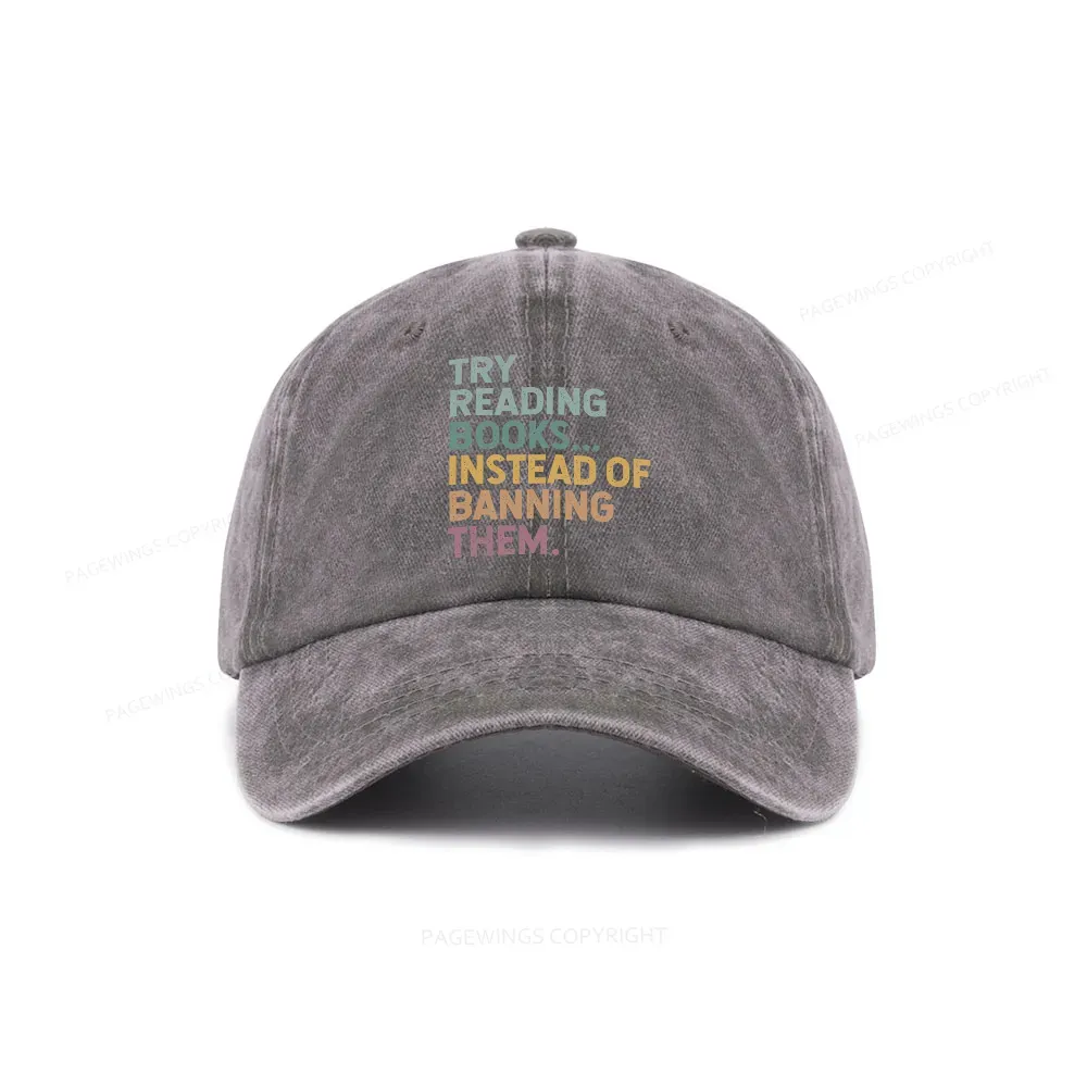 Pagewings Try Reading Books Washed Cap