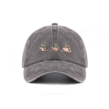 Pagewings Funny Raccoon Bookish Gift Washed Cap