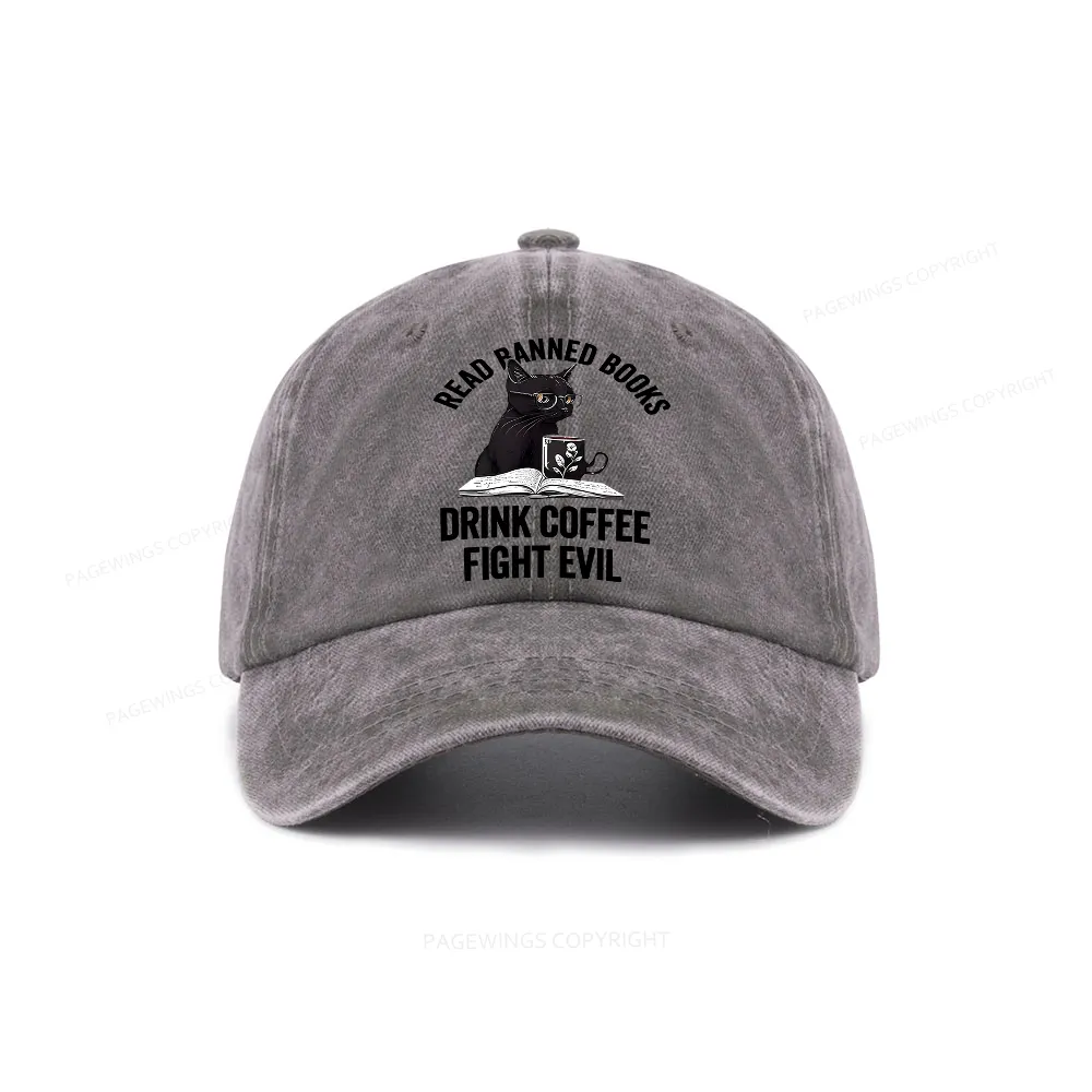 Pagewings Read Books Drink Coffee Fight Evil Washed Cap