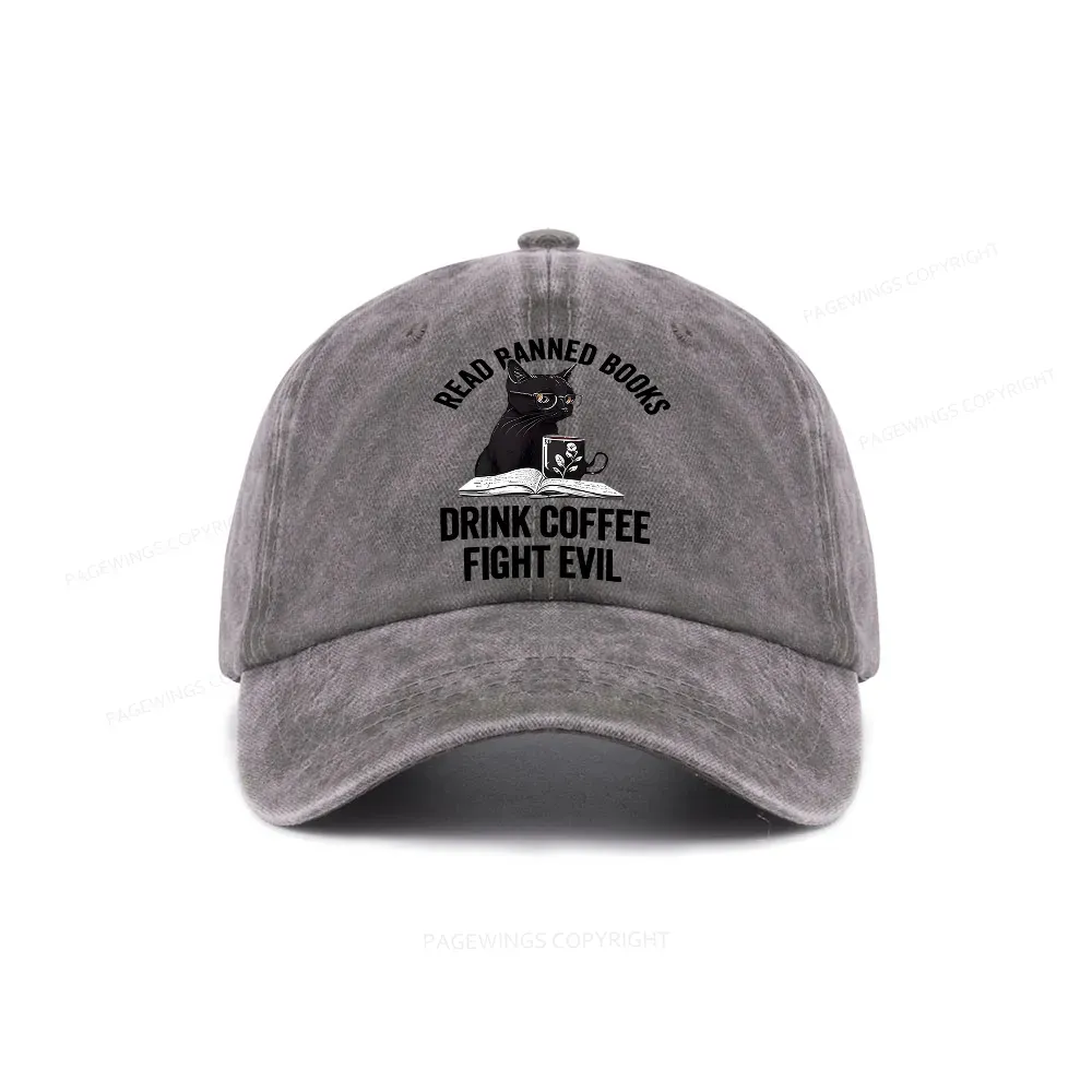 Pagewings Read Books Drink Coffee Fight Evil Washed Cap