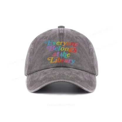 Pagewings Everyone belongs at the library Washed Cap