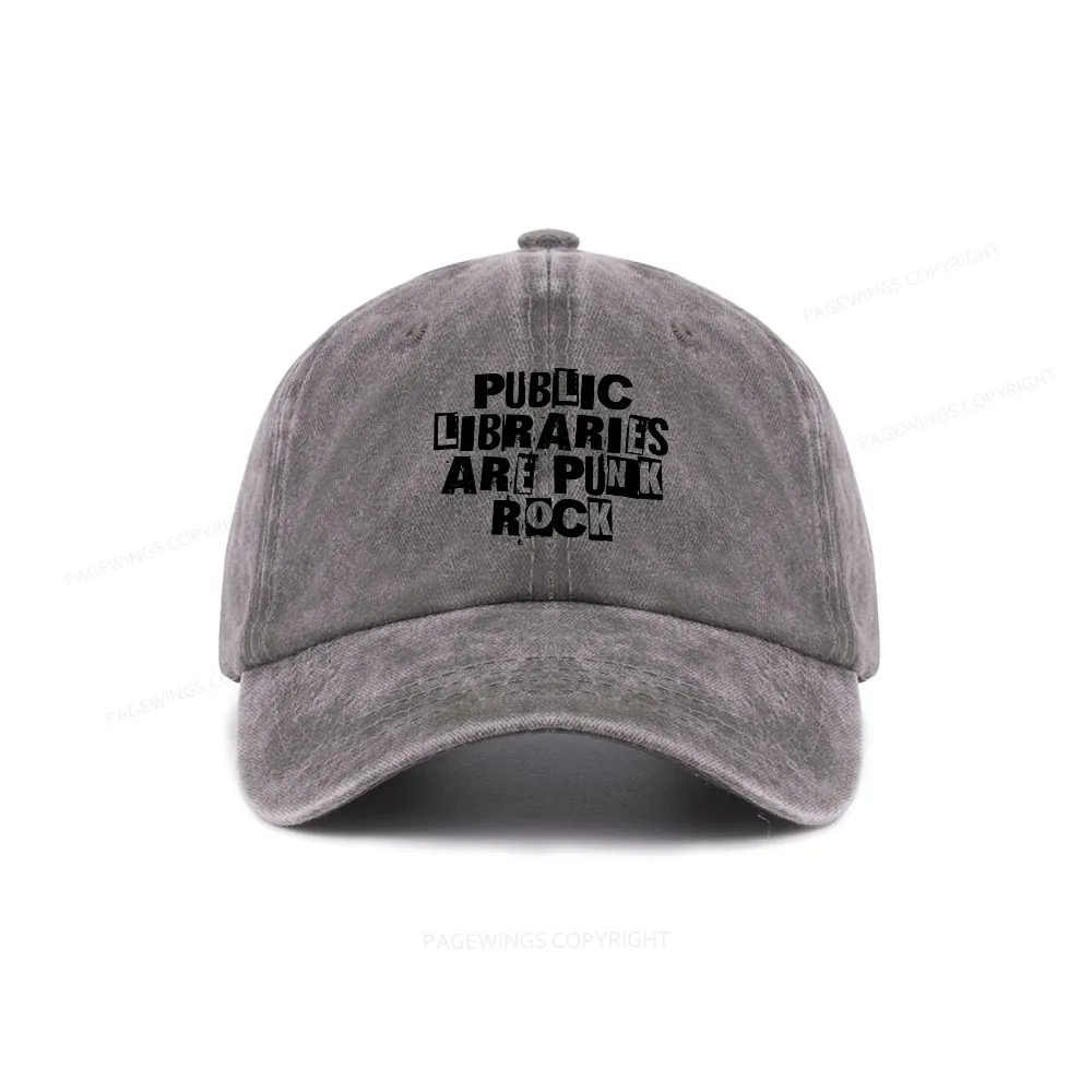Pagewings Public Libraries Are Punk Rock Washed Cap