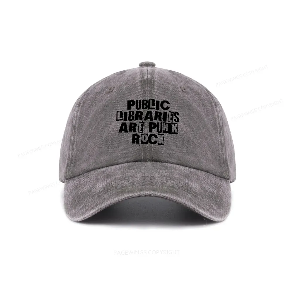 Pagewings Public Libraries Are Punk Rock Washed Cap