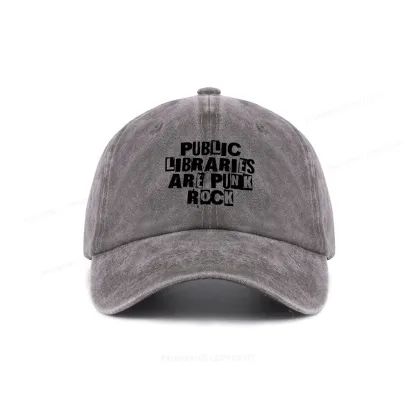 Pagewings Public Libraries Are Punk Rock Washed Cap