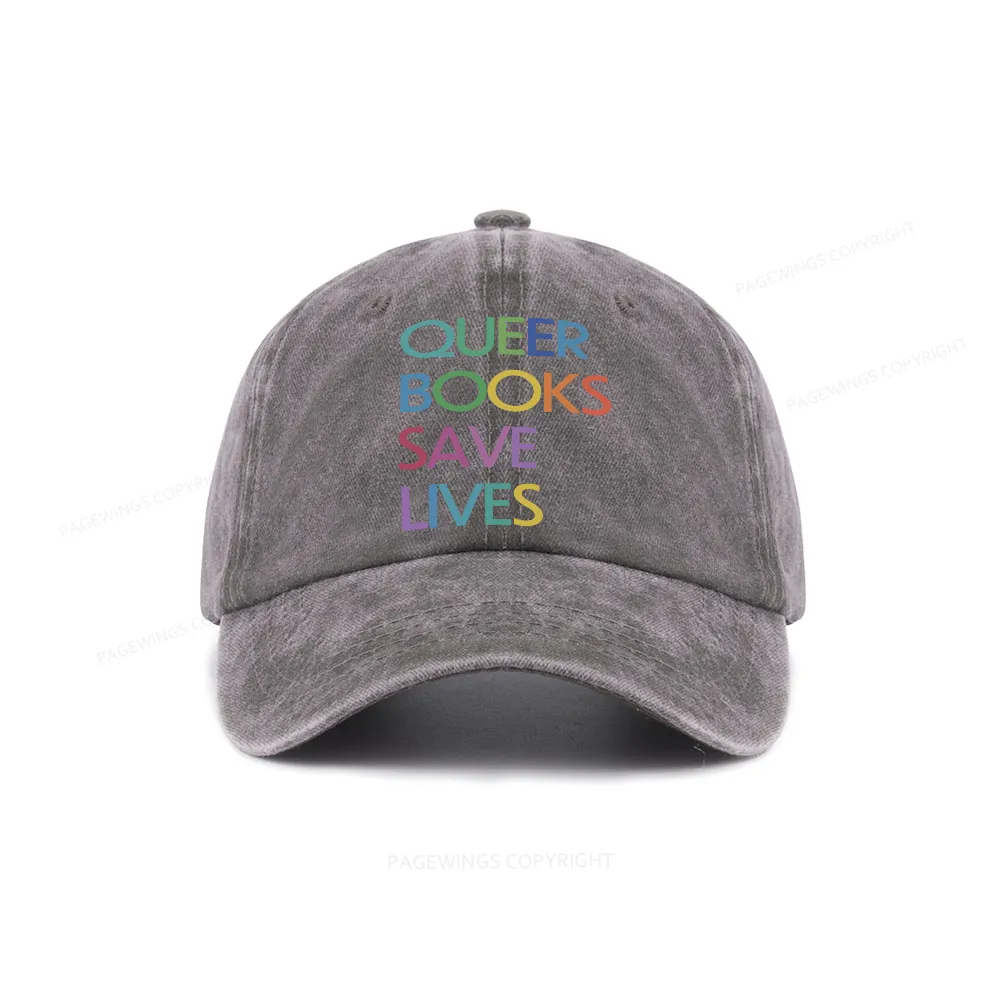 Pagewings Queer Books Save Lives Washed Cap