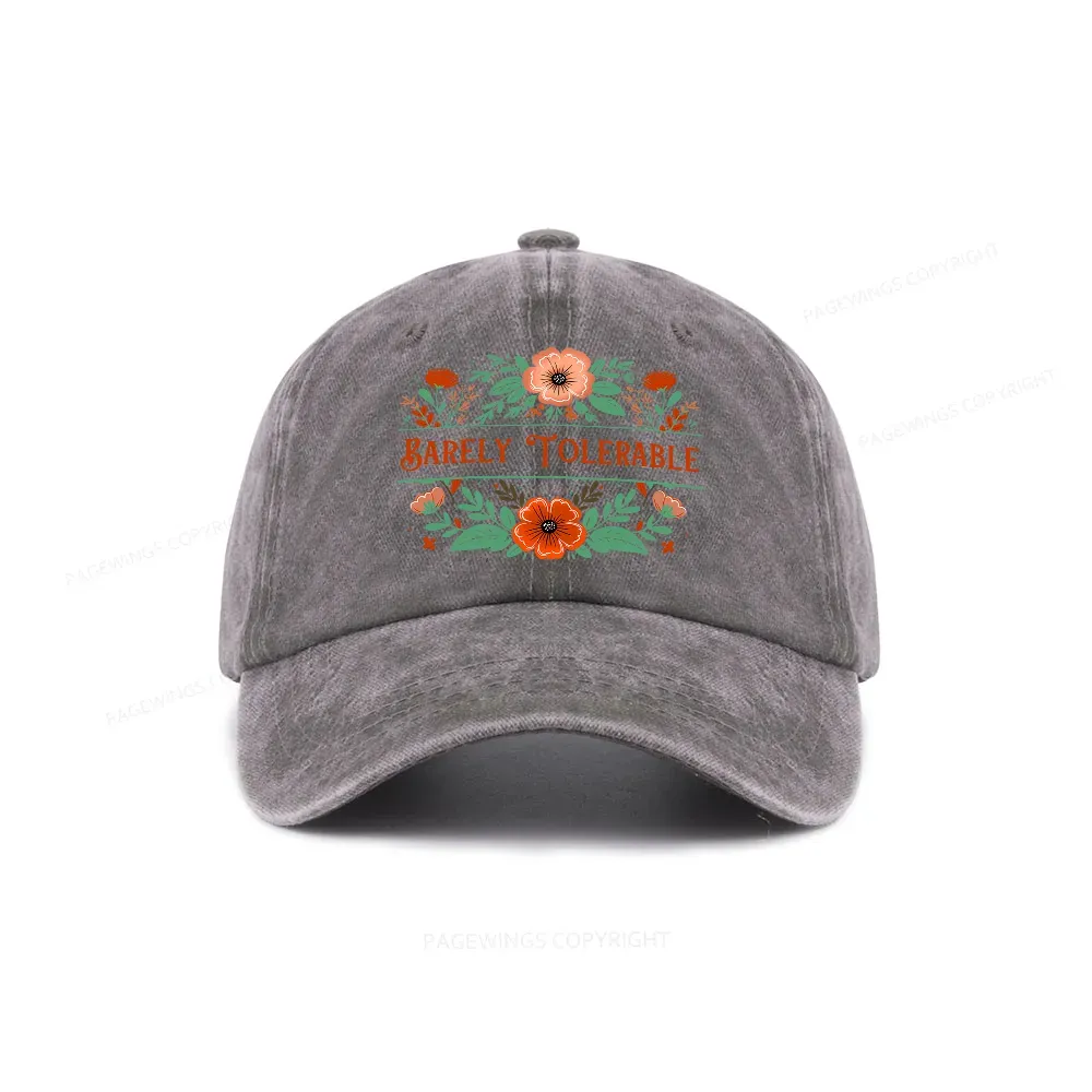 Pagewings Barely Tolerable Book Lover Bookish Washed Cap