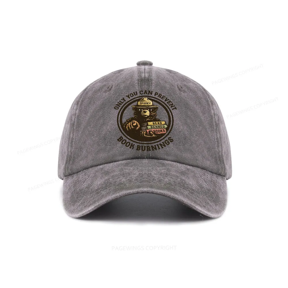 Pagewings Only You Can Prevent Book Burnings Washed Cap