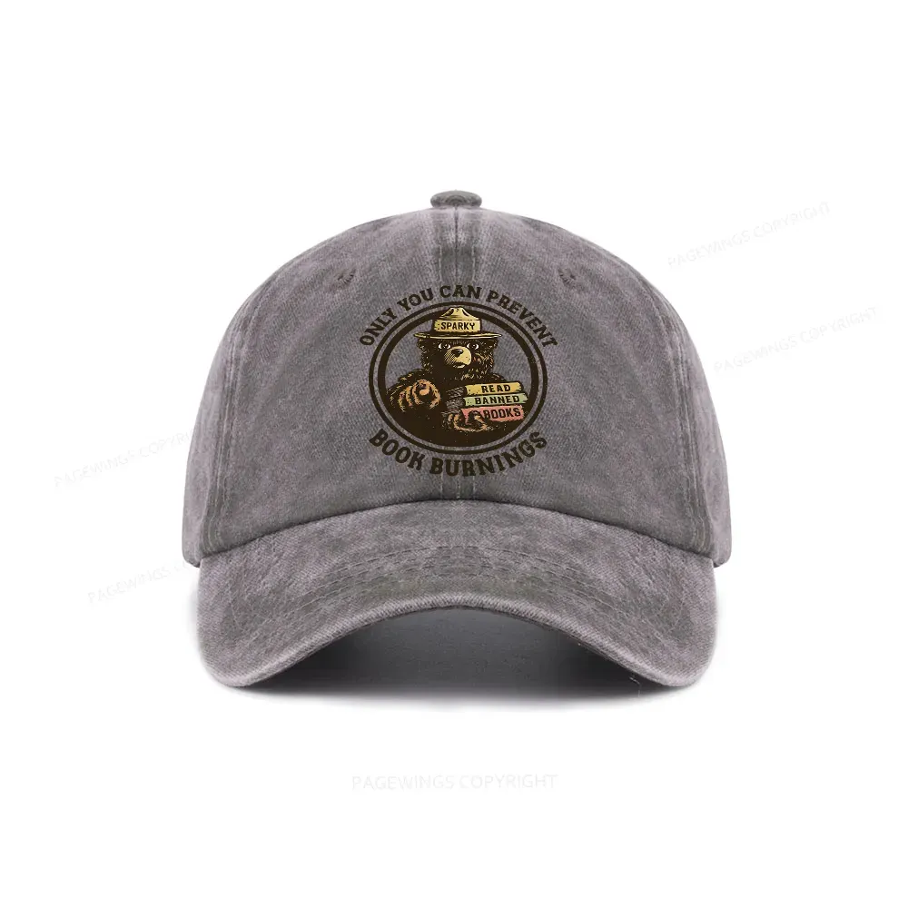 Pagewings Only You Can Prevent Book Burnings Washed Cap