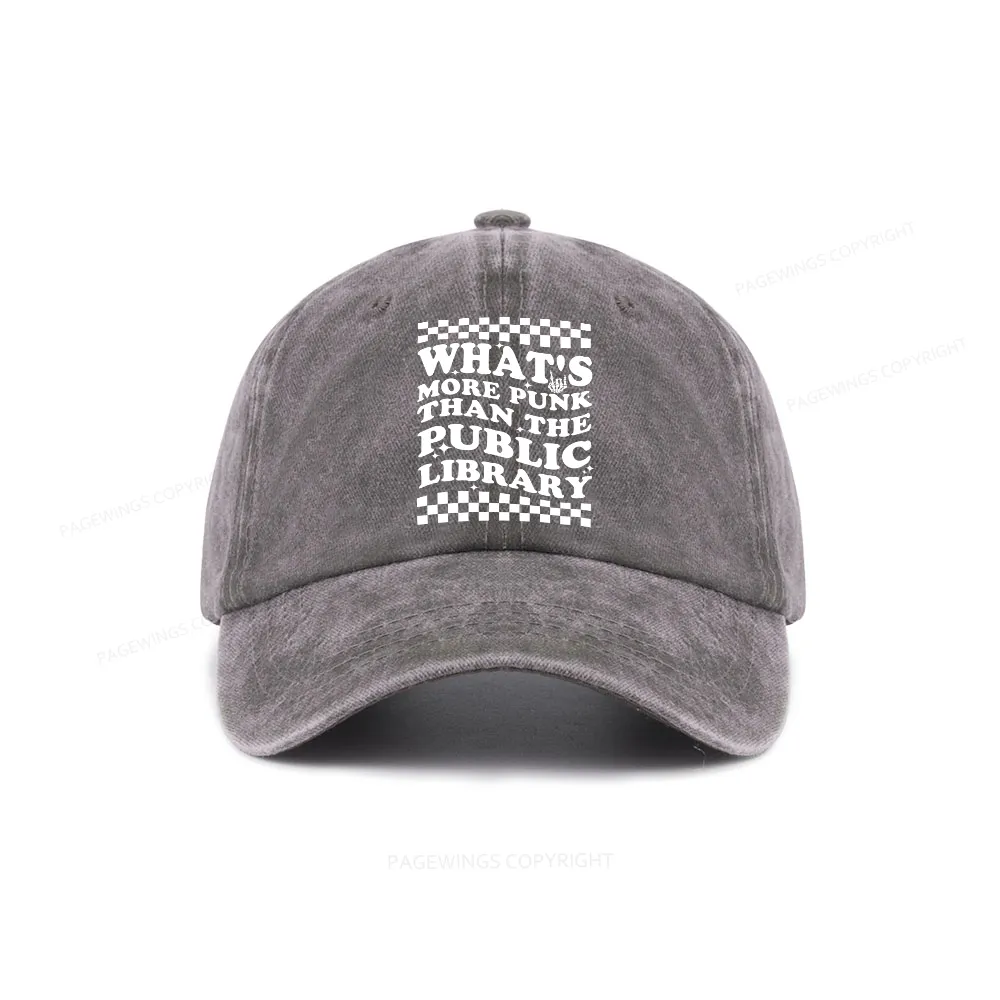 Pagewings punk the public library Washed Cap
