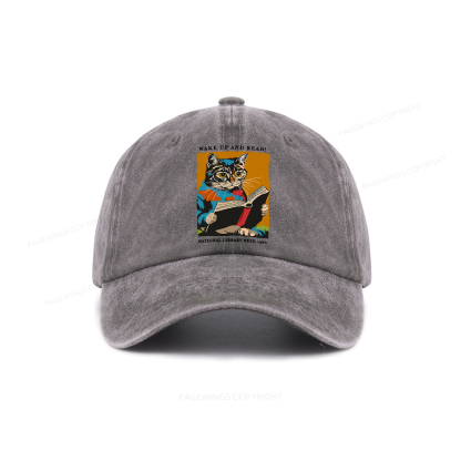Pagewings Cat Reading Poster Washed Cap