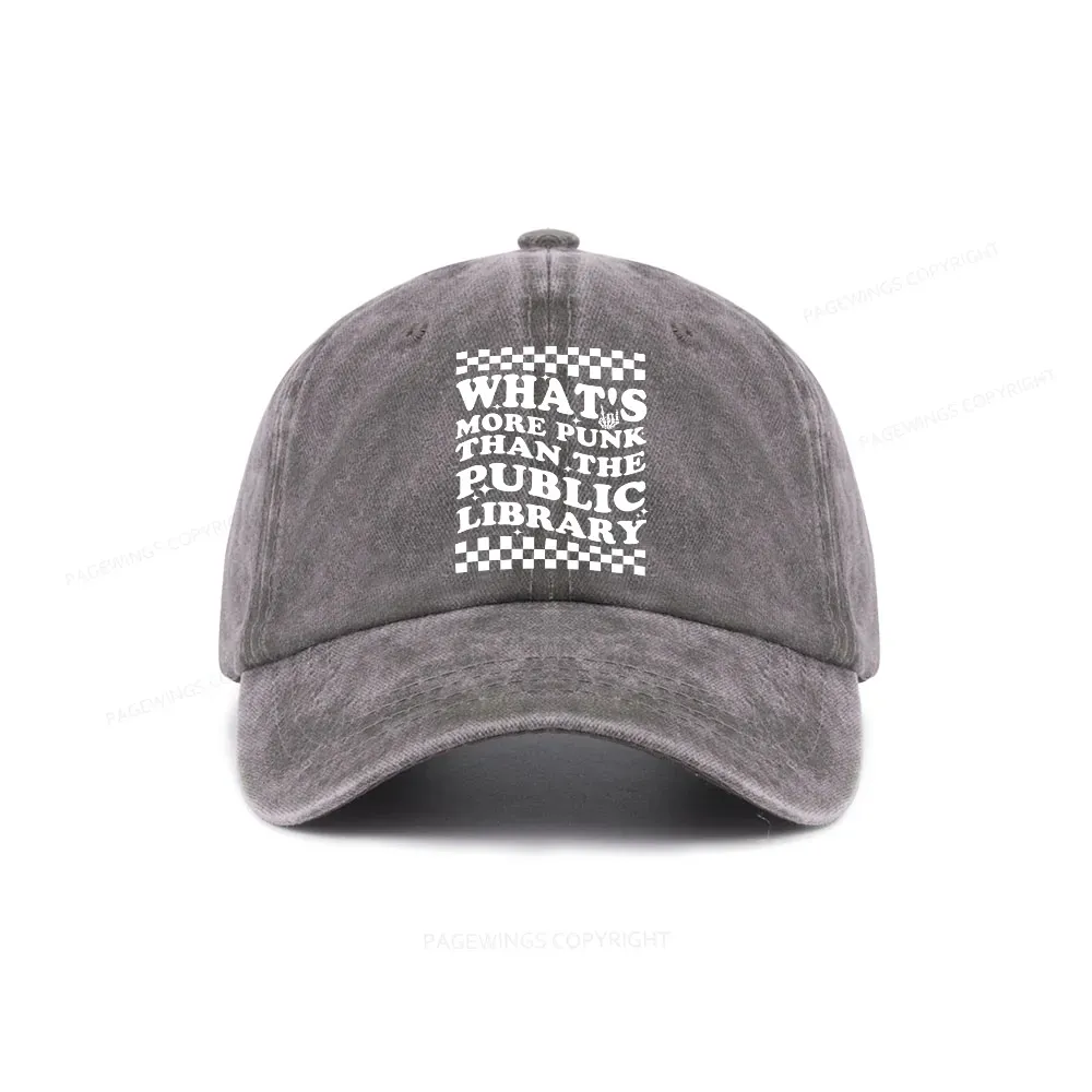 Pagewings punk the public library Washed Cap