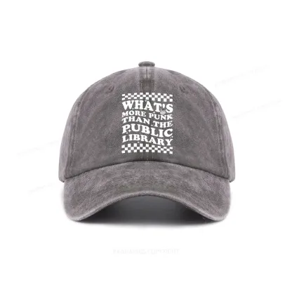 Pagewings punk the public library Washed Cap