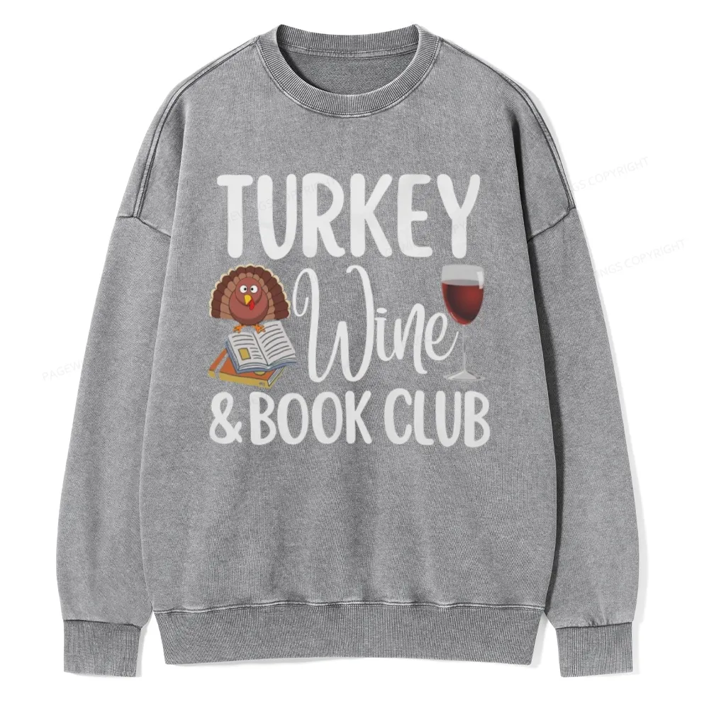 Pagewings Book Club Wine Unisex Washed Sweatshirt