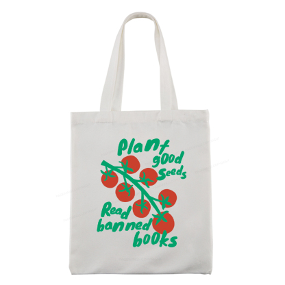 Pagewings Plant Good Seeds Read Banned Books Tote Bag
