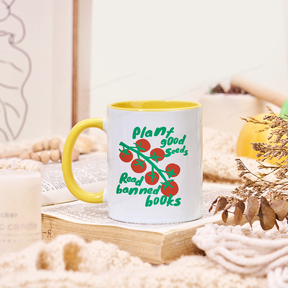 Pagewings Plant Good Seeds Read Banned Books Mug