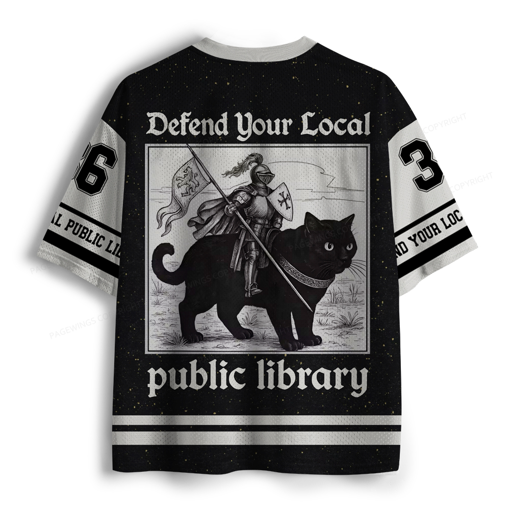 Pagewings Defend Your Local Public Library Unisex Mesh Jersey