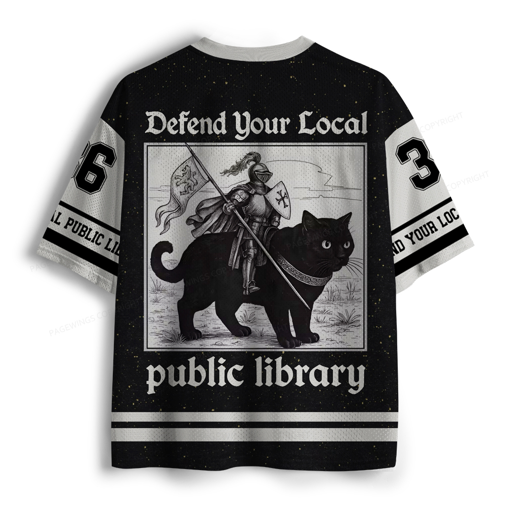 Pagewings Defend Your Local Public Library Unisex Mesh Jersey