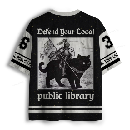 Pagewings Defend Your Local Public Library Unisex Mesh Jersey
