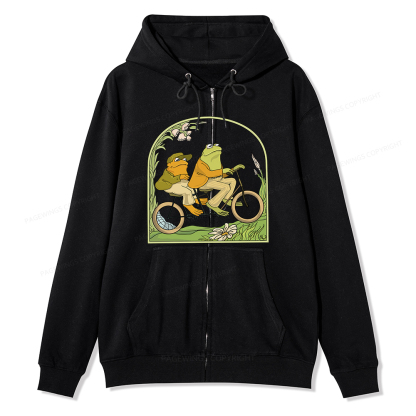 Pagewings Frog And Toad Book Vintage Unisex Fleece Zip Up Hoodie