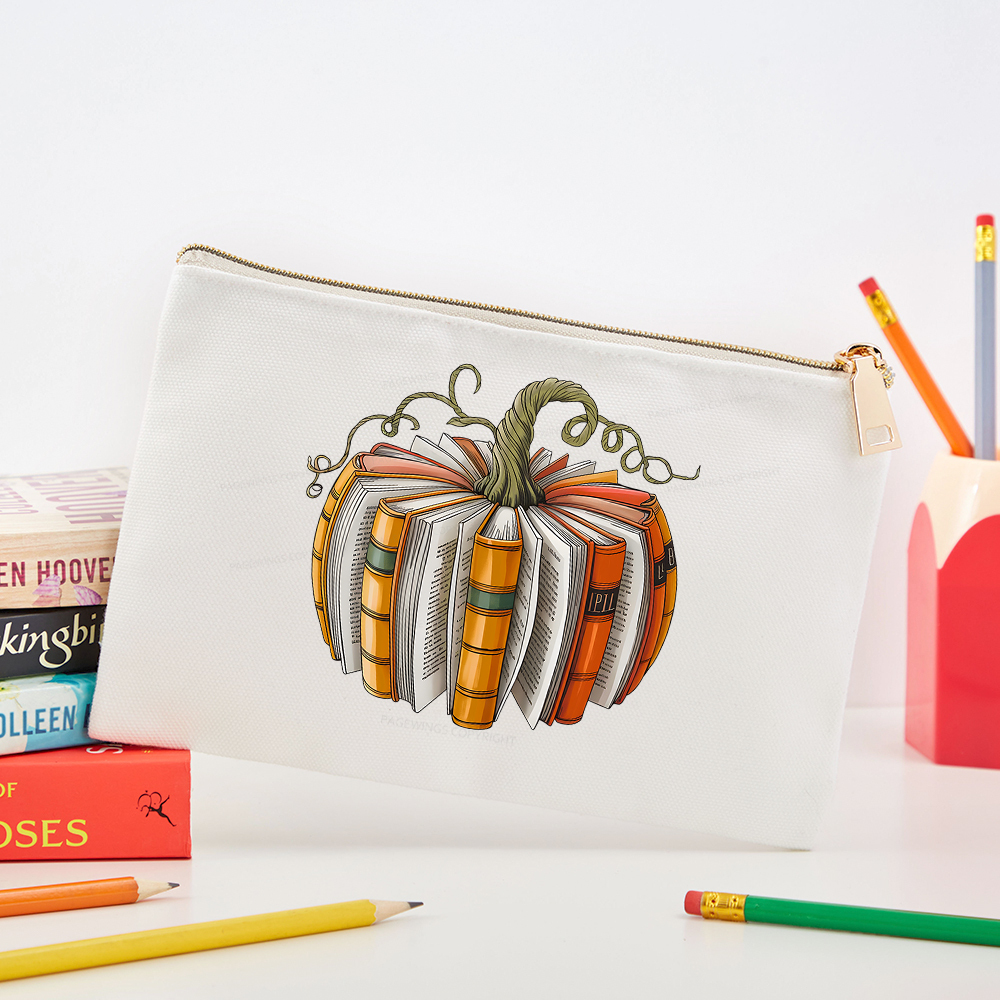 Pagewings Fall Book Pumpkin Pouch