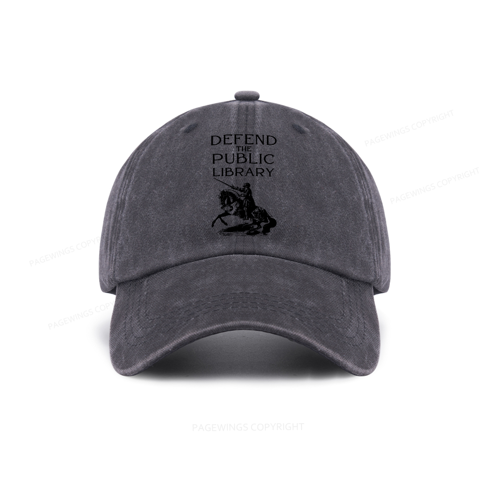 Pagewings Defend The Public Library Washed Cap