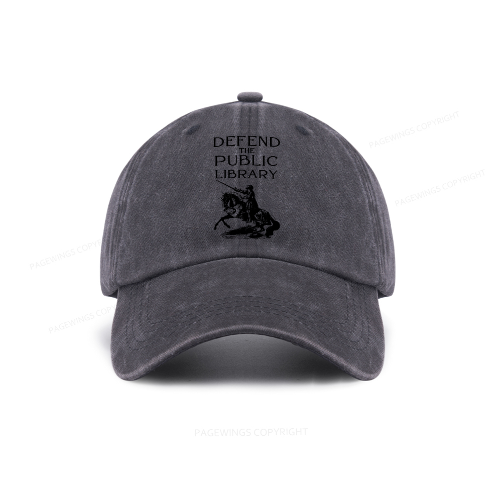 Pagewings Defend The Public Library Washed Cap