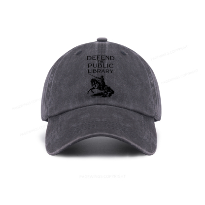 Pagewings Defend The Public Library Washed Cap
