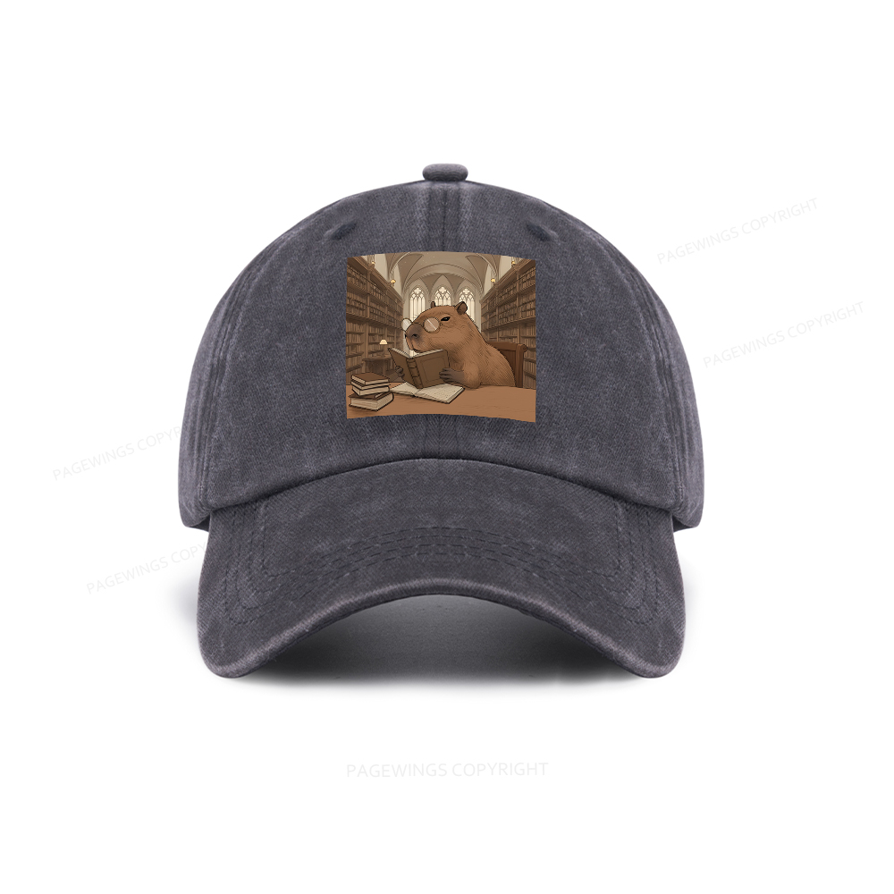 Pagewings The Reader Capybara Washed Cap