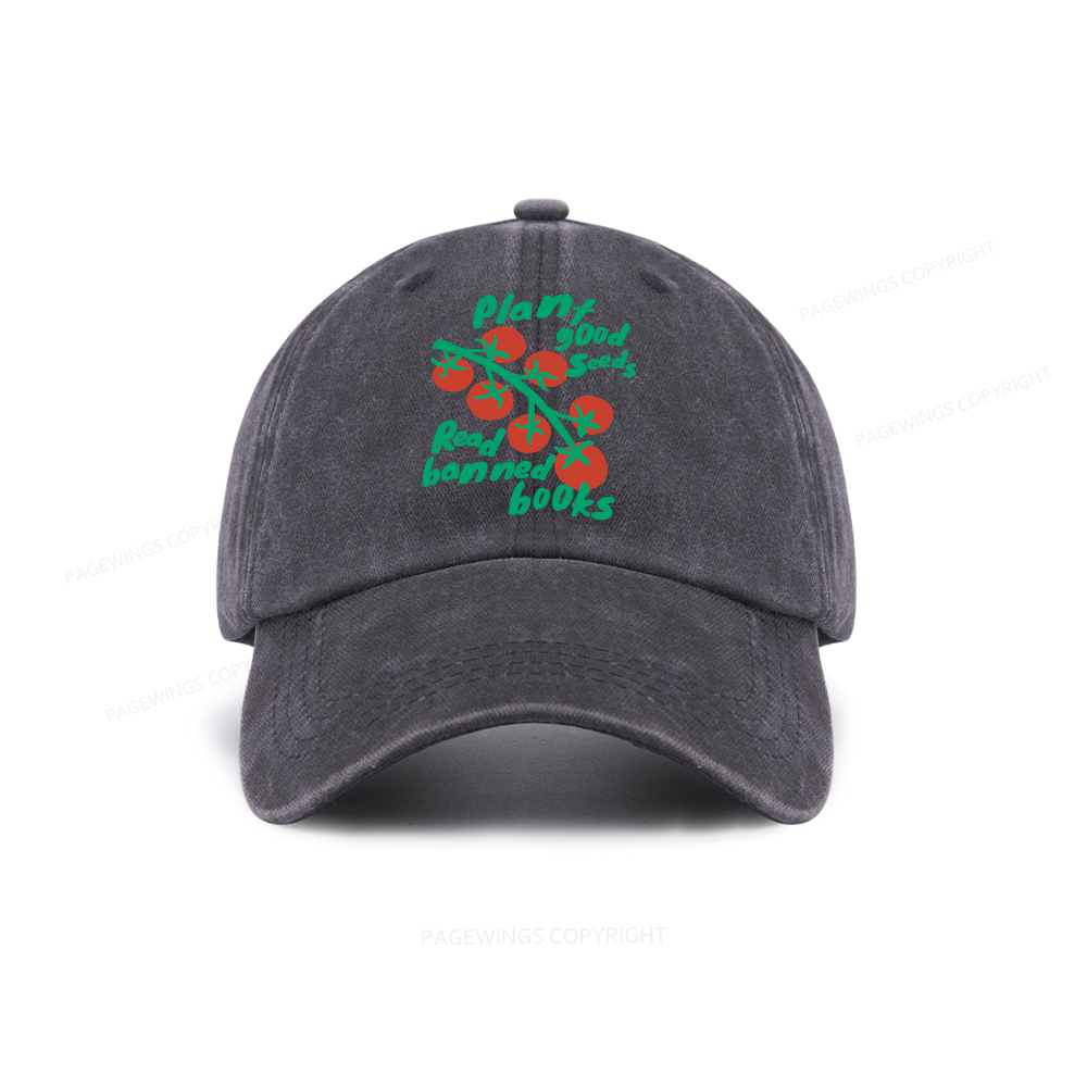 Pagewings Plant Good Seeds Read Banned Books Washed Cap
