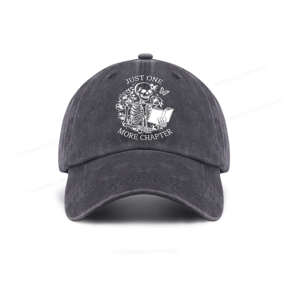 Pagewing One More Chapter Skeleton Unisex Tee Washed Cap