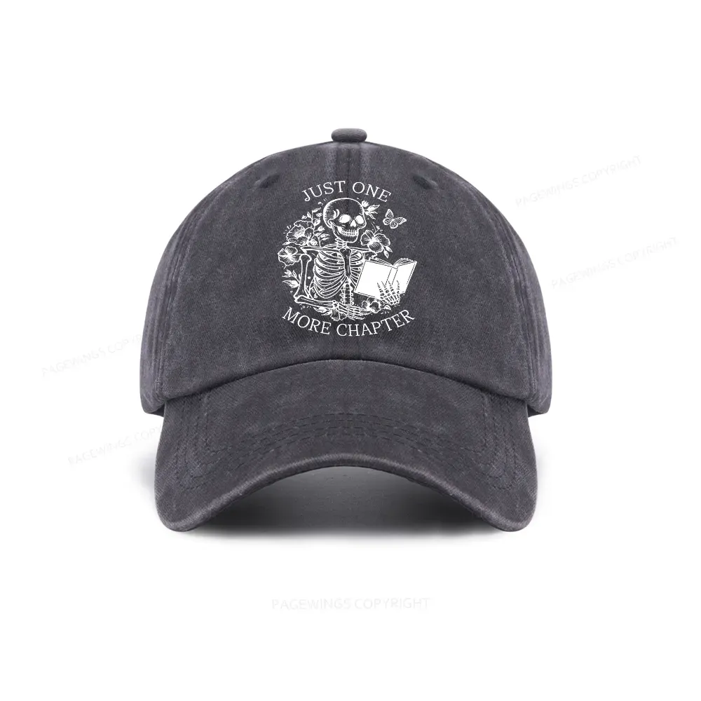 Pagewing One More Chapter Skeleton Unisex Tee Washed Cap