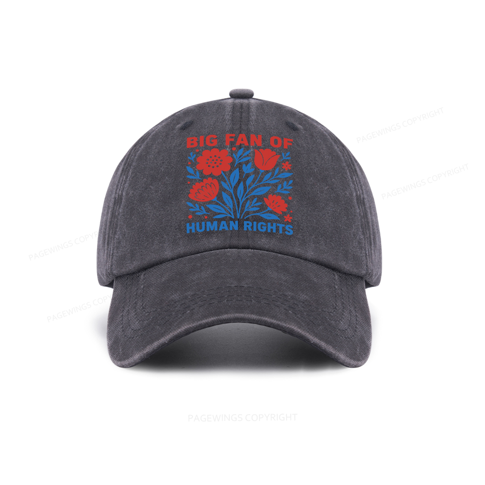 Pagewings Big Fan Of Human Rights  Washed Cap