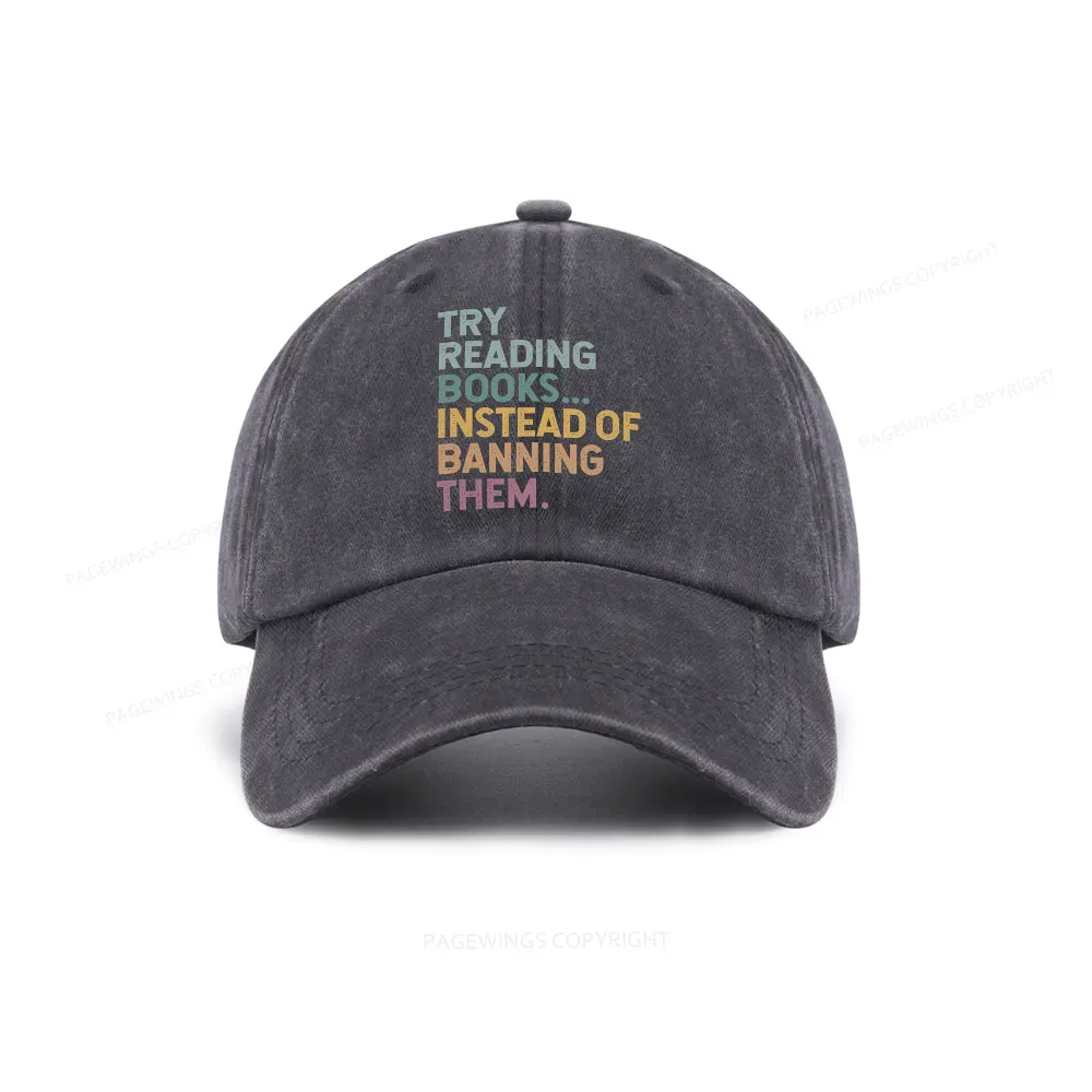 Pagewings Try Reading Books Washed Cap