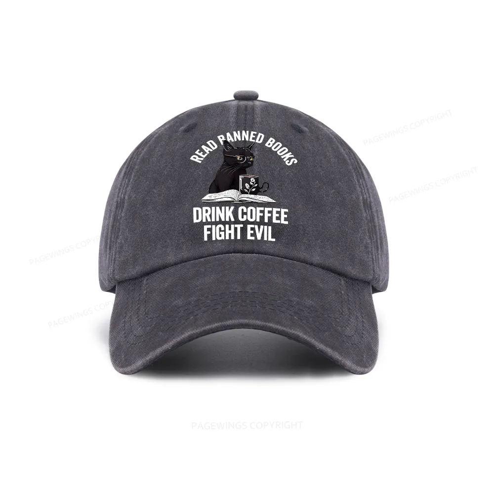 Pagewings Read Books Drink Coffee Fight Evil Washed Cap