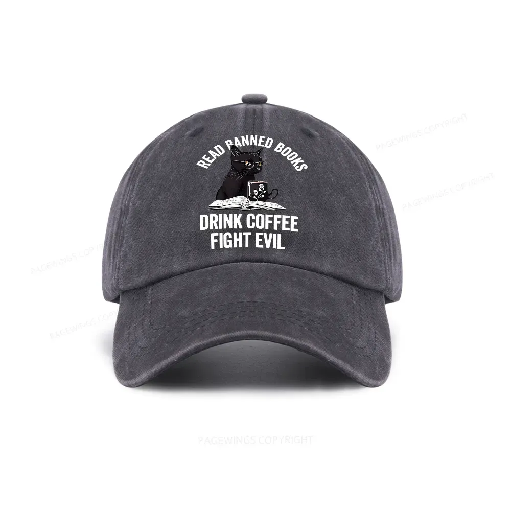 Pagewings Read Books Drink Coffee Fight Evil Washed Cap