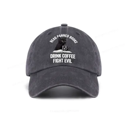 Pagewings Read Books Drink Coffee Fight Evil Washed Cap
