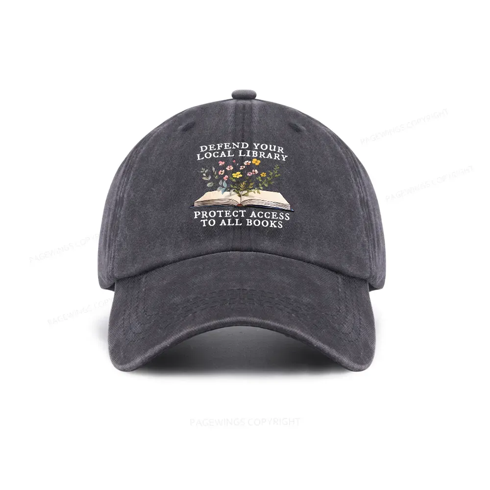Pagewings Books Save Lives Protect Libraries Washed Cap