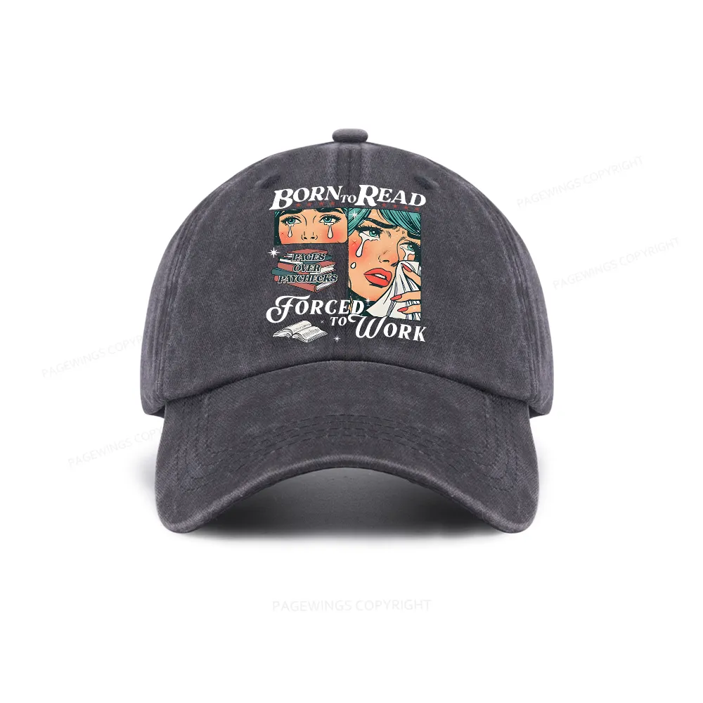 Pagewings Born To Read Bookish Washed Cap