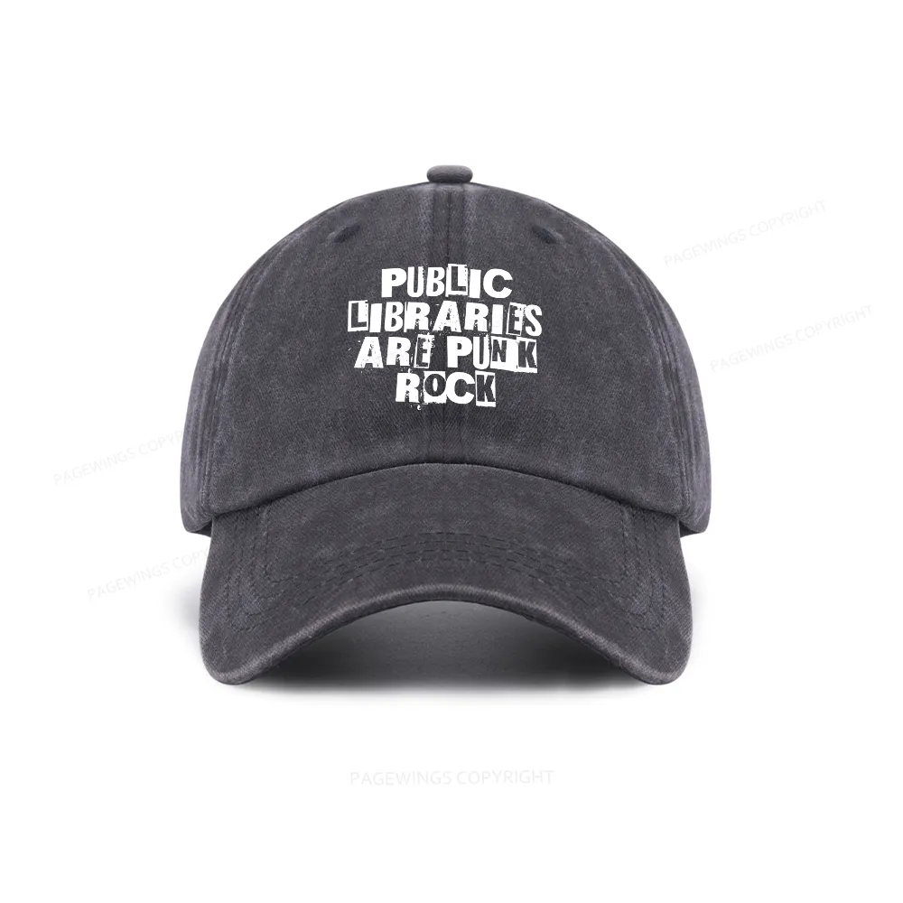 Pagewings Public Libraries Are Punk Rock Washed Cap