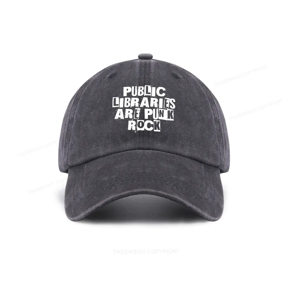 Pagewings Public Libraries Are Punk Rock Washed Cap