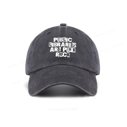 Pagewings Public Libraries Are Punk Rock Washed Cap