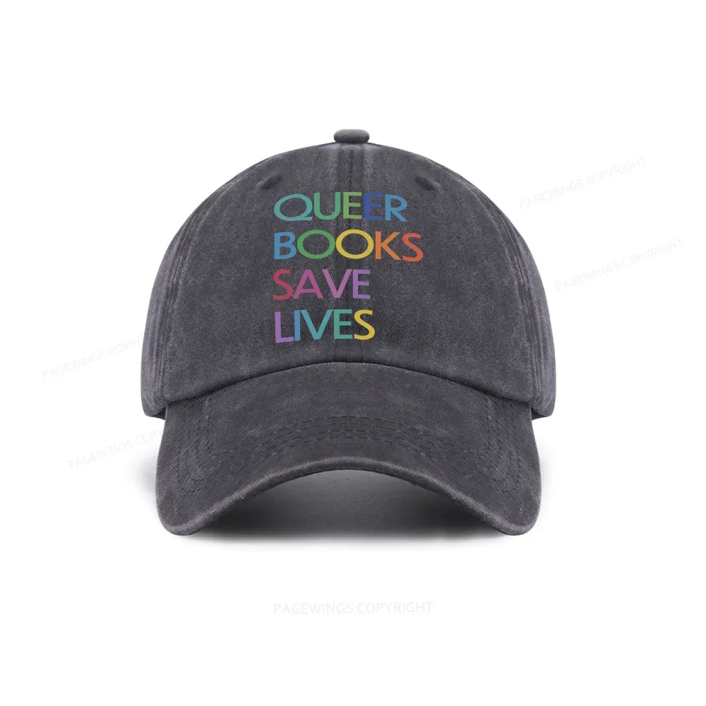 Pagewings Queer Books Save Lives Washed Cap