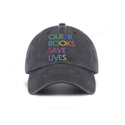 Pagewings Queer Books Save Lives Washed Cap