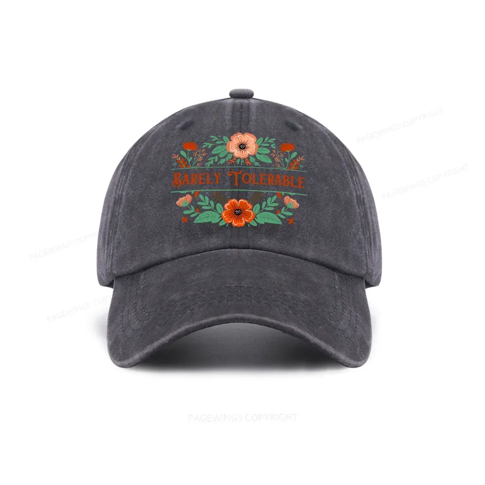 Pagewings Barely Tolerable Book Lover Bookish Washed Cap