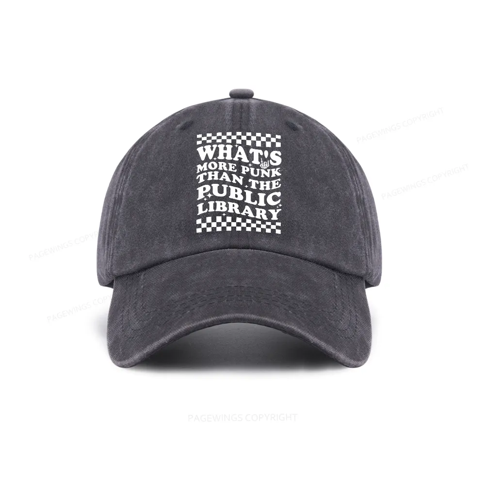 Pagewings punk the public library Washed Cap