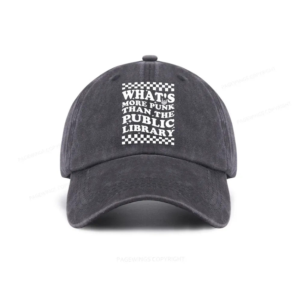 Pagewings punk the public library Washed Cap
