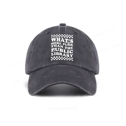 Pagewings punk the public library Washed Cap