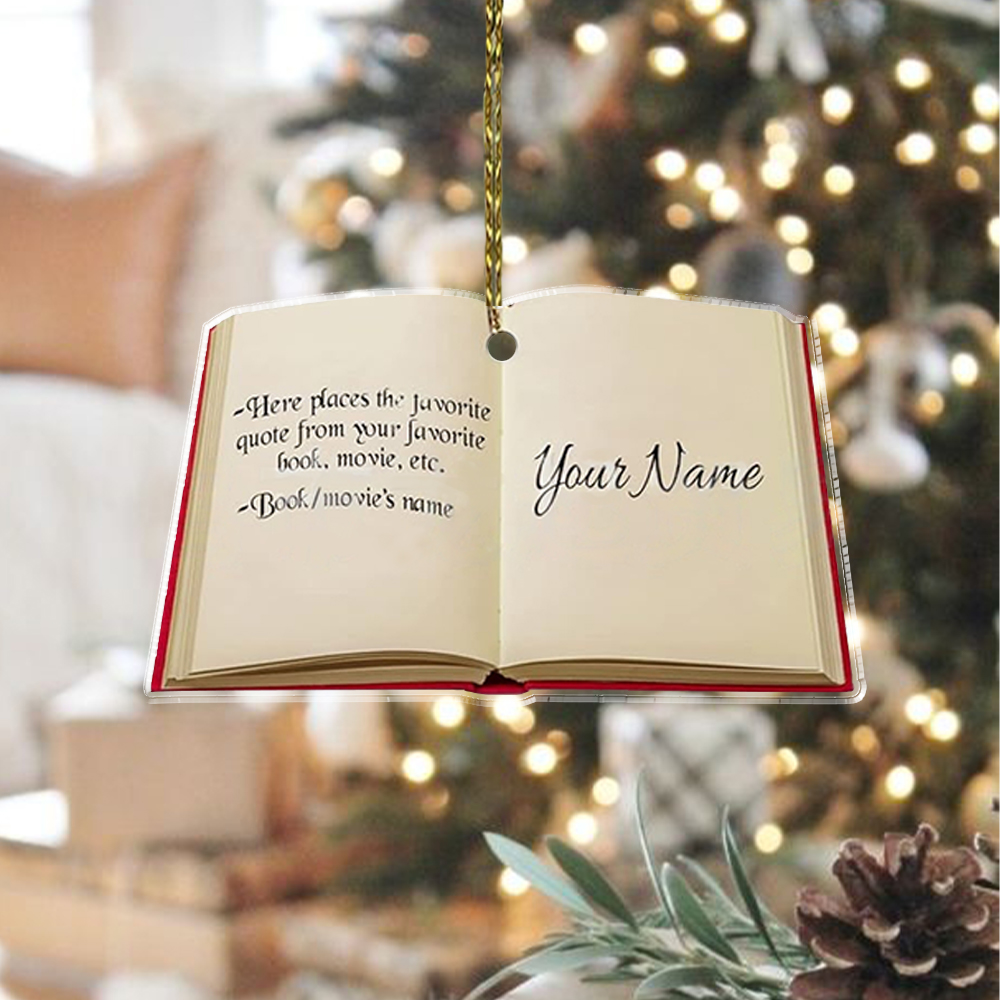 Pagewings Personalized Christmas Bookworm Girl Ornament